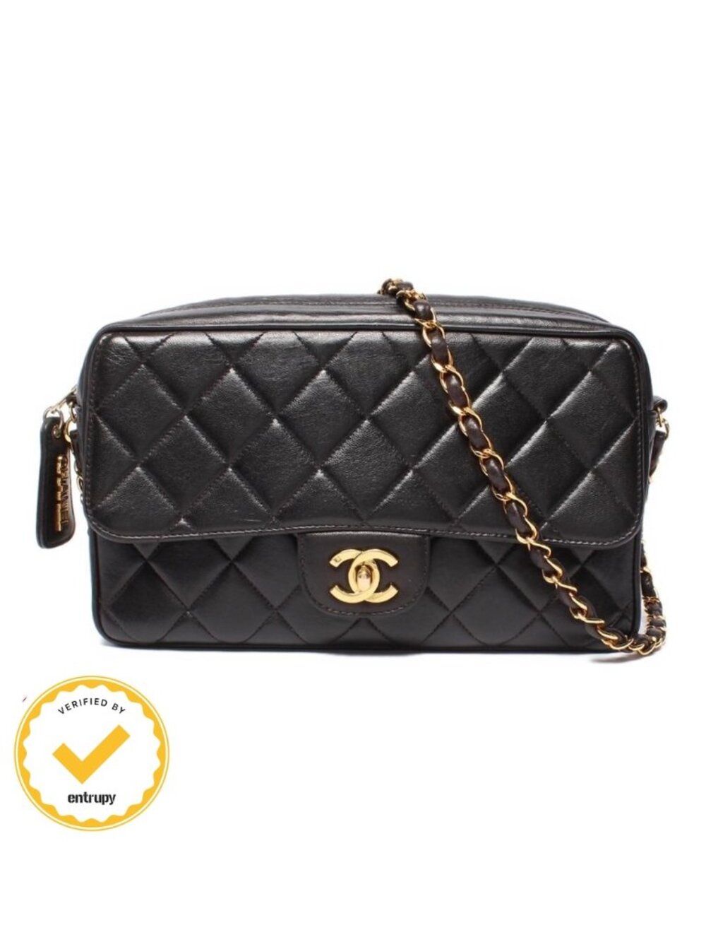 Chanel Chain Shoulder Bag Single Crossbody Gold Lambskin